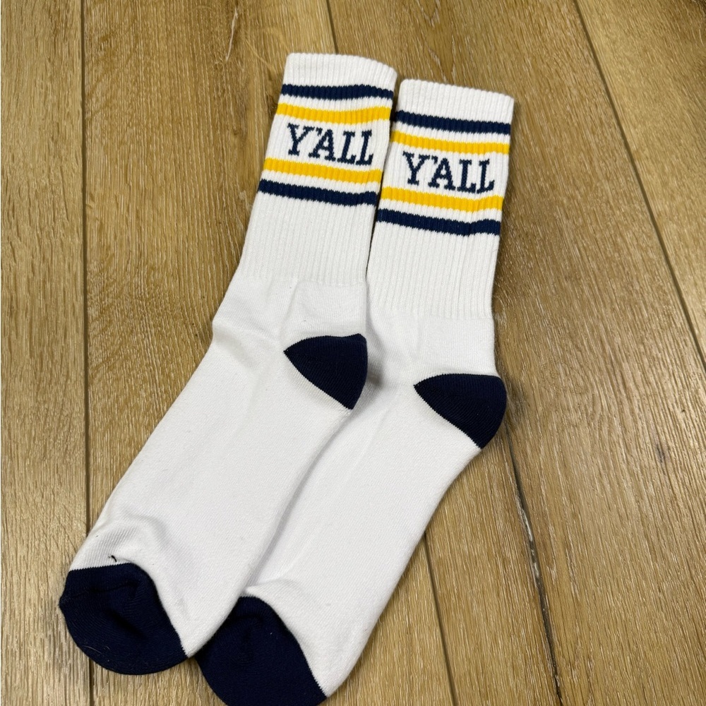 Y’ALL Brand New Blue Yellow Socks - Picture 2 of 4